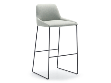 ALYA BQ1592 / BQ1593 - Sled base high fabric stool with back by Andreu World - view 2